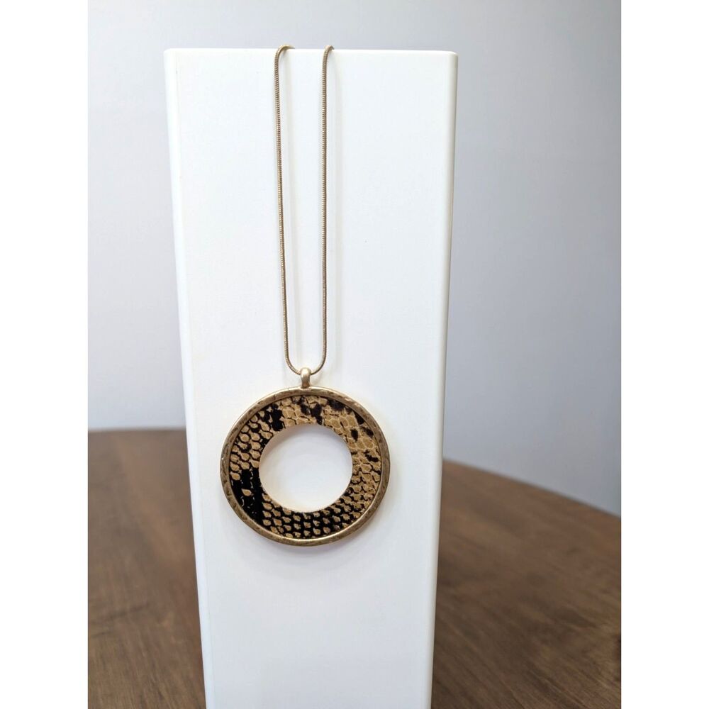 CANVAS Snake Skin Print Open Circle Pendant Necklace